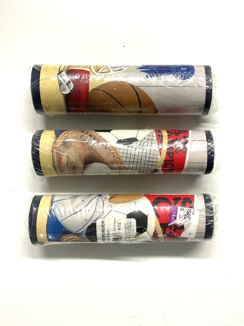 3 rolls. MY SPORTS FAN”.  wallpaper border, 7” X 5yards (15 feet)